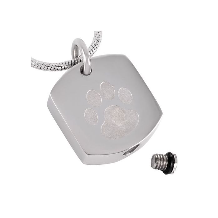 Paw Dog Tag Stainless Steel Pet Cremation Ashes Jewellery Pendant