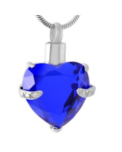 Always and Forever Heart Sapphire - Stainless Steel Cremation Ashes Jewellery Pendant