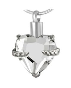 Always and Forever Heart Clear - Stainless Steel Cremation Ashes Jewellery Pendant
