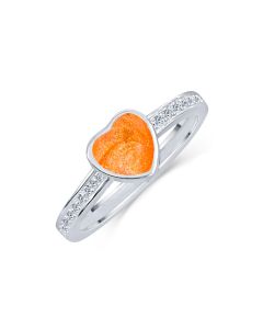 LifeStone™ Ladies Amour Heart Cremation Ashes Ring-Amber-Sterling Silver