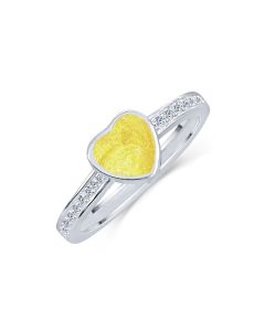 LifeStone™ Ladies Amour Heart Cremation Ashes Ring-Daffodil-Sterling Silver