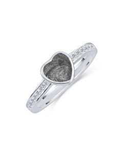 LifeStone™ Ladies Amour Heart Cremation Ashes Ring-Midnight-Sterling Silver
