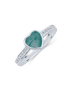 LifeStone™ Ladies Amour Heart Cremation Ashes Ring-Peacock-Sterling Silver