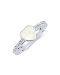 LifeStone™ Ladies Amour Heart Cremation Ashes Ring-Pearl-Sterling Silver