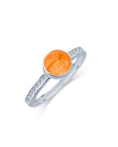 LifeStone™ Ladies Amour Round Cremation Ashes Ring-Amber-Sterling Silver
