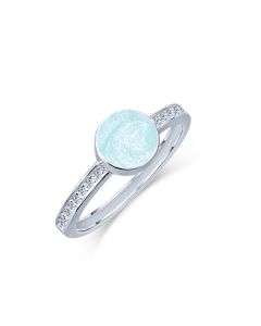 LifeStone™ Ladies Amour Round Cremation Ashes Ring-Aquamarine-Sterling Silver