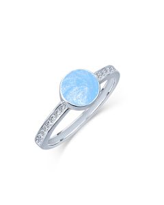 LifeStone™ Ladies Amour Round Cremation Ashes Ring-Azure-Sterling Silver