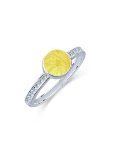 LifeStone™ Ladies Amour Round Cremation Ashes Ring-Daffodil-Sterling Silver