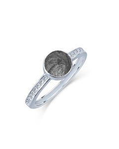 LifeStone™ Ladies Amour Round Cremation Ashes Ring-Midnight-Sterling Silver