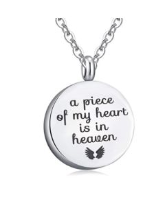 A Piece of my Heart Circle - Stainless Steel Cremation Ashes Memorial Pendant