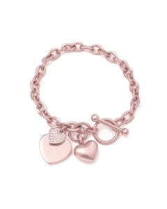 Bonded Hearts Bracelet - Rose Gold Stainless Steel Cremation Ashes Jewellery