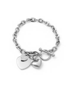 Bonded Hearts Bracelet - Stainless Steel Cremation Ashes Jewellery