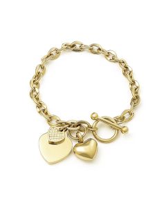 Bonded Hearts Bracelet - Yellow Gold Stainless Steel Cremation Ashes Jewellery