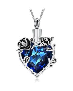 Briar Bloom Blue - Stainless Steel Ashes Jewellery Memorial Pendant