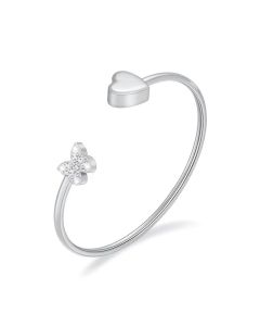 Sparkle Butterfly Heart Bangle - Stainless Steel Cremation Ashes Keepsake Bracelet