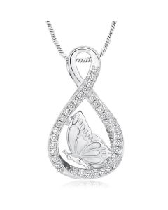 Butterfly Infinity -Stainless Steel Cremation Ashes Jewellery Urn Pendant