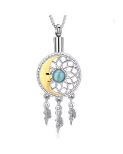 Celestial Dreamcatcher -  Stainless Steel Ashes Jewellery Memorial Pendant