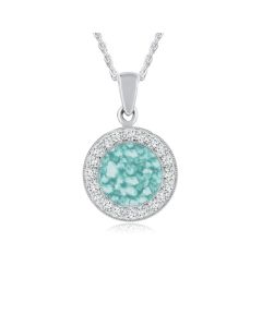 LifeStone™ Cherished Round Cremation Ashes Pendant-Aquamarine-Sterling Silver