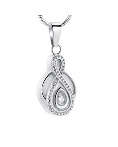 Crystal Infinity Round - Stainless Steel Cremation Ashes Jewellery Urn Pendant