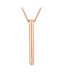 Elegant Slim Cylinder Rose Gold - Stainless Steel Cremation Ashes Pendant
