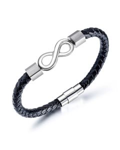 Unisex Endless Knot Leather Bracelet - Stainless Steel Cremation Ashes Jewellery