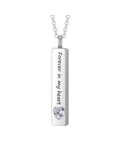 Forever in my Heart Cylinder - Stainless Steel Cremation Ashes Jewellery Urn Pendant