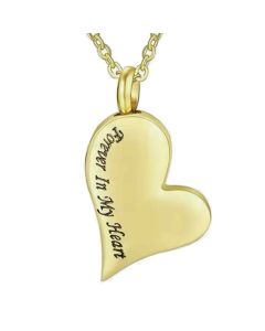 Forever in my Heart Teardrop - Yellow Gold Stainless Steel Ashes Memorial Jewellery Pendant