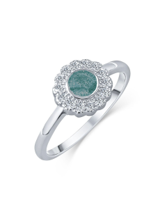 LifeStone™ Ladies Forever Fleur Cremation Ashes Ring-Peacock-Sterling Silver