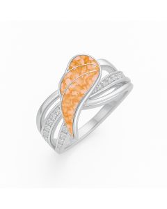 LifeStone™ Ladies Guardian Angel Cremation Ashes Ring-Amber-Sterling Silver