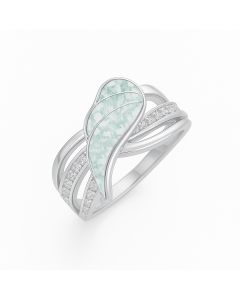 LifeStone™ Ladies Guardian Angel Cremation Ashes Ring-Aquamarine-Sterling Silver
