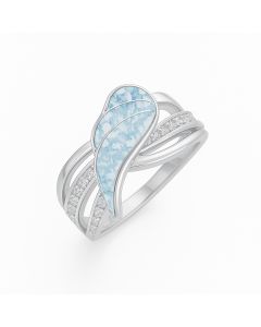 LifeStone™ Ladies Guardian Angel Cremation Ashes Ring-Azure-Sterling Silver