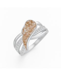 LifeStone™ Ladies Guardian Angel Cremation Ashes Ring-Copper-Sterling Silver