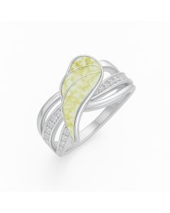 LifeStone™ Ladies Guardian Angel Cremation Ashes Ring-Daffodil-Sterling Silver