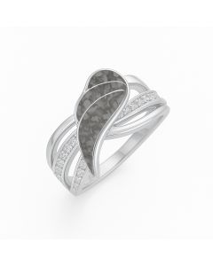LifeStone™ Ladies Guardian Angel Cremation Ashes Ring-Midnight-Sterling Silver