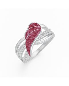 LifeStone™ Ladies Guardian Angel Cremation Ashes Ring-Mulberry-Sterling Silver