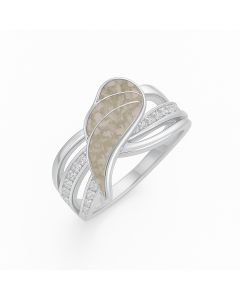 LifeStone™ Ladies Guardian Angel Cremation Ashes Ring-Natural-Sterling Silver