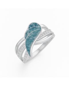 LifeStone™ Ladies Guardian Angel Cremation Ashes Ring-Peacock-Sterling Silver