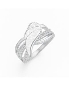 LifeStone™ Ladies Guardian Angel Cremation Ashes Ring-Pearl-Sterling Silver