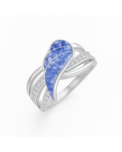 LifeStone™ Ladies Guardian Angel Cremation Ashes Ring-Sapphire-Sterling Silver