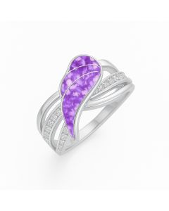 LifeStone™ Ladies Guardian Angel Cremation Ashes Ring-Violet-Sterling Silver