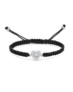 Glass Heart Cord Bracelet - Stainless Steel Cremation Ashes Jewellery