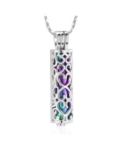 Heart Full of Love Cylinder Rainbow - Stainless Steel Cremation Ashes Jewellery Pendant
