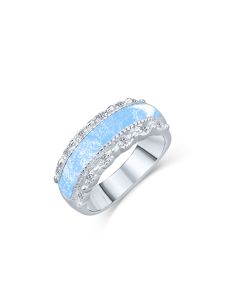 LifeStone™ Honour Ladies Cremation Ashes Ring-Azure-Sterling Silver