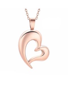 Forever in My Heart cremation memorial pendant with engraved rectangular design and clear crystal heart, featuring a discreet internal ashes chamber. Made from hypoallergenic stainless steel