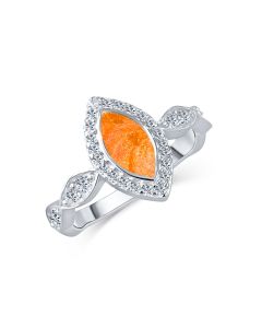 LifeStone™ Ladies Marquise Cremation Ashes Ring-Amber-Sterling Silver