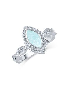 LifeStone™ Ladies Marquise Cremation Ashes Ring-Aquamarine-Sterling Silver