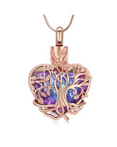 Memory Tree - Rose Gold Stainless Steel Cremation Ashes Jewellery Urn Pendant