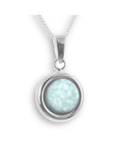 LifeStone™ Perfect Circle Cremation Ashes Pendant-Aquamarine-Sterling Silver