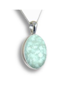 LifeStone™ Perfect Oval Cremation Ashes Pendant-Aquamarine-Sterling Silver