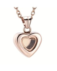 Petite Glass Heart - Rose Gold Stainless Steel Cremation Ashes Jewellery Urn Pendant